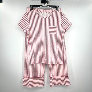 Meri Meri x Lake Red Ticking Stripe Wide Leg Pajama Set Size Medium